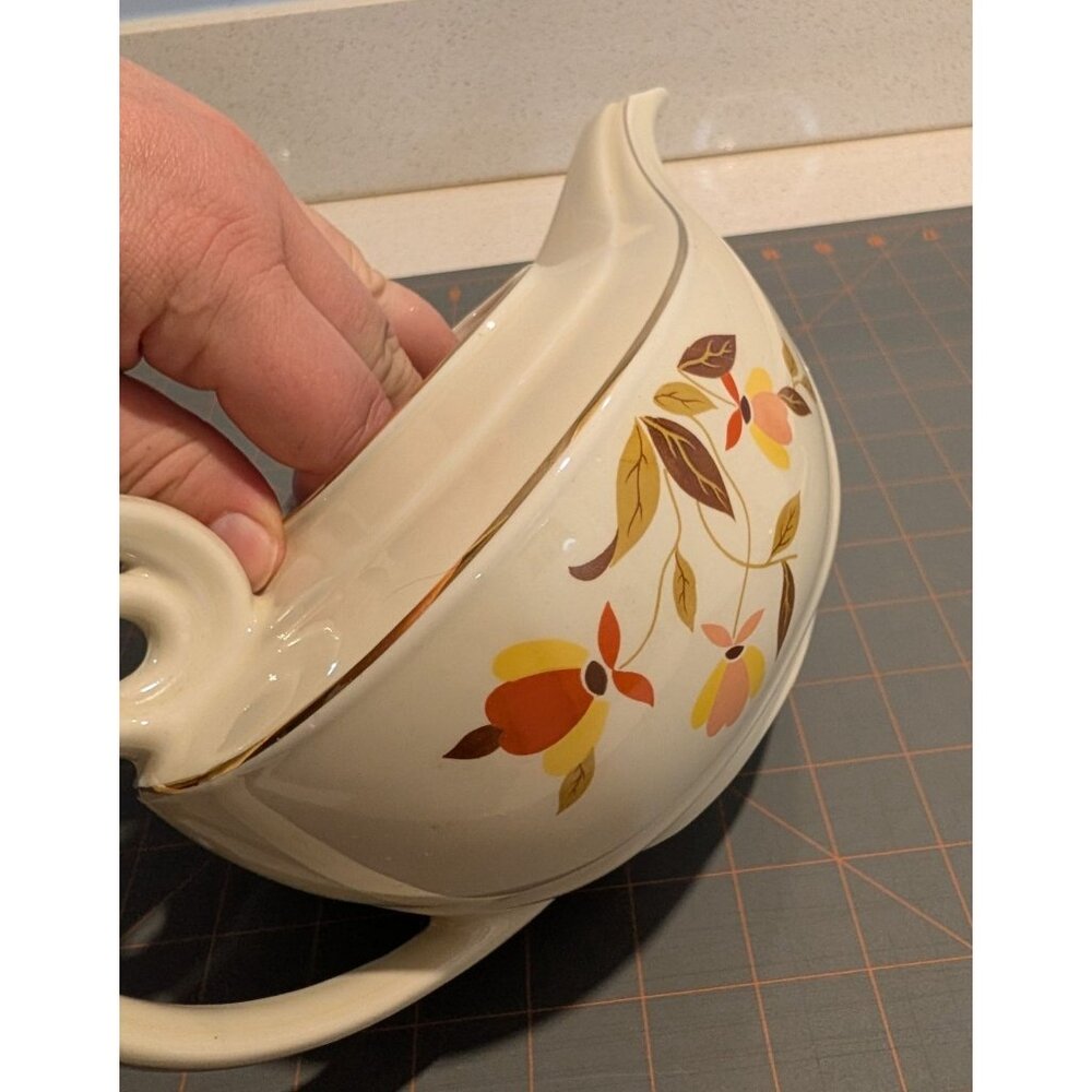 Halls Superior Autumn Leaf Aladdin Teapot Gold Trim Infuser - Picture 13 of 16